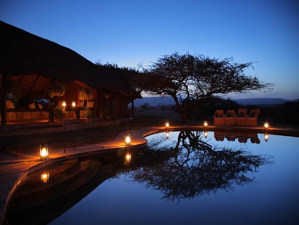 Lewa Safari Camp - Pool at night 